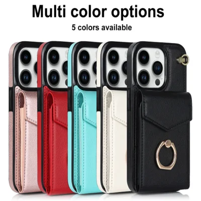 Étui de luxe en Faux cuir pour iPhone, pochette à bandoulière, porte-anneau, pour iPhone 6 6S 7 7S 8 Plus X XR XS Max 11 12 13 14 Mini PRO Max